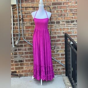Free People Strapless Fuchsia Maxi Dress